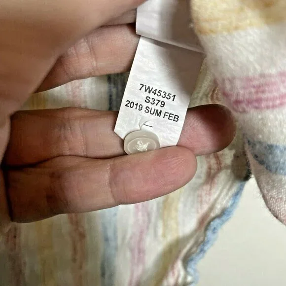 LUCKY BRAND Wms Sz L Pastel Stripe Tie Wrap Back Short Sleeve Top Blouse 7W45351 - Picture 10 of 11